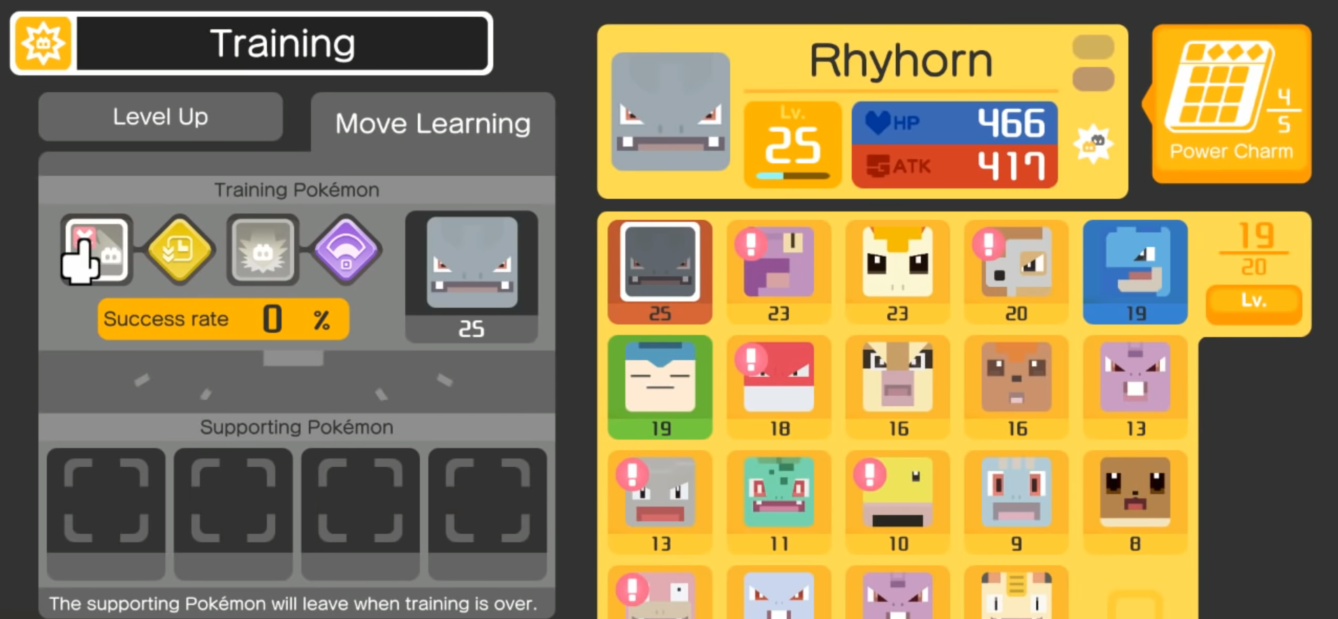 Pokemon Quest Move List and Move Learning How to Teach Pokemon New